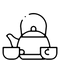 Black outline of a baby sitting and playing with a toy shovel, wearing a diaper and a hat.