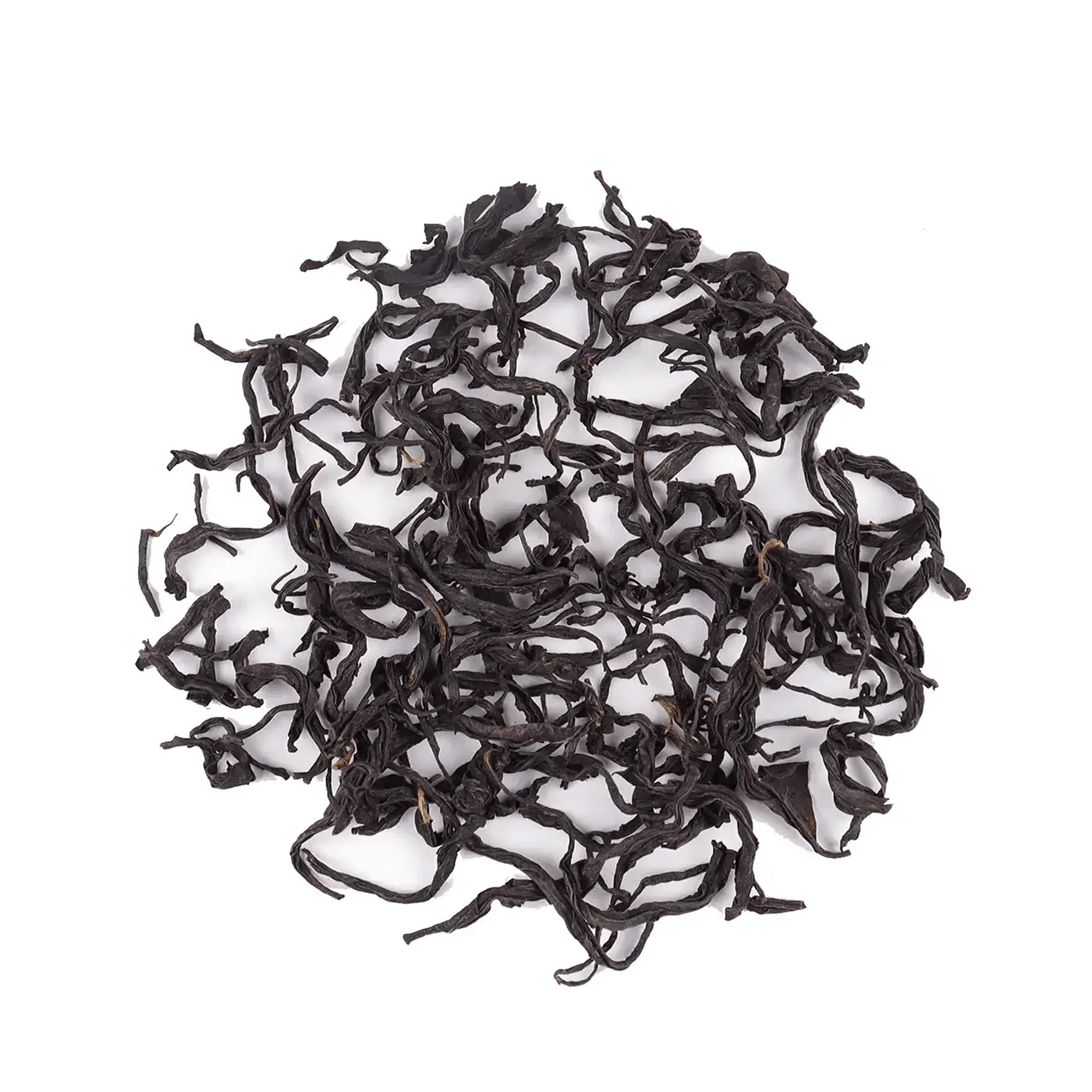 My Store's Oriental Beauty Oolong Tea leaves are displayed in a circular pattern on a white background, showcasing their loose and refined appearance.